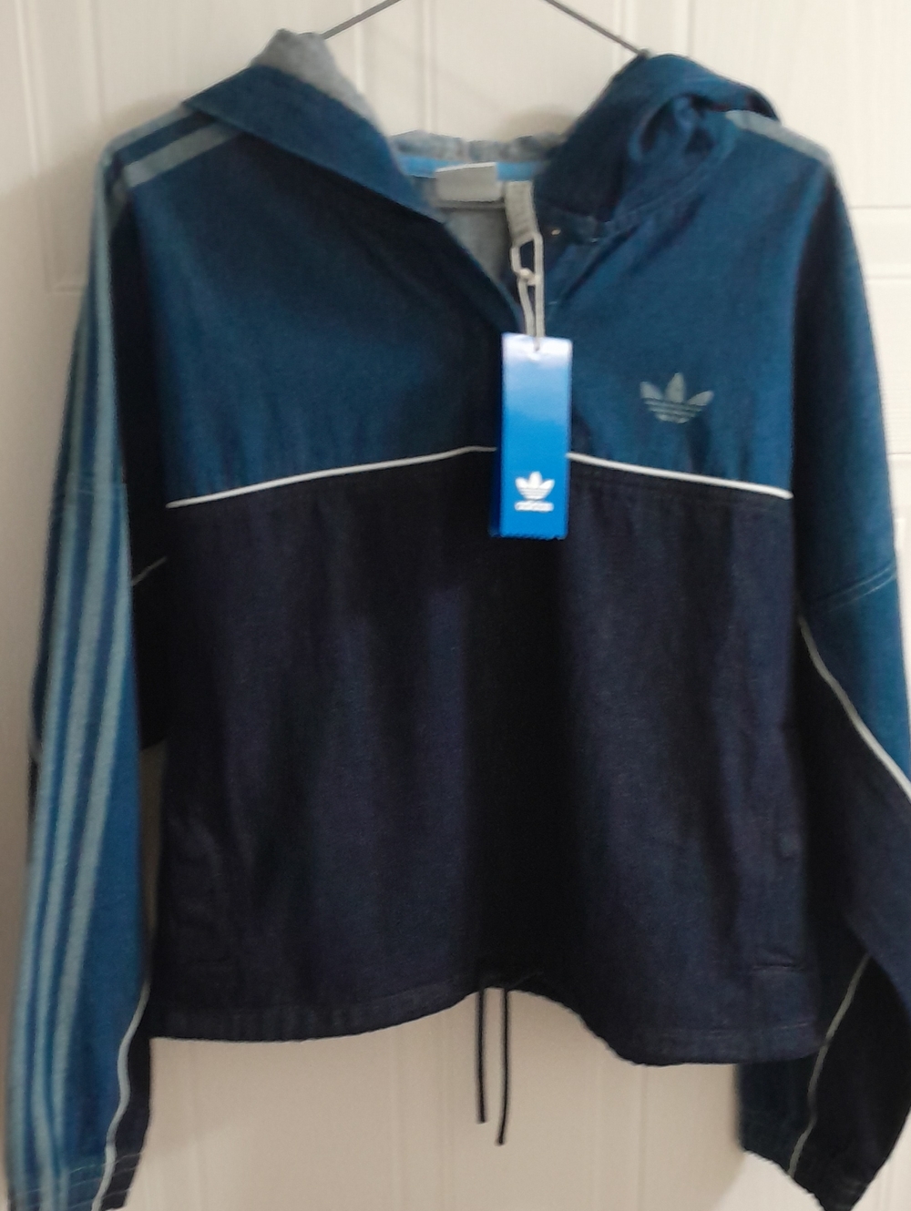 adidas Kids Blue Two-Tone Hooded Puffer Jacket